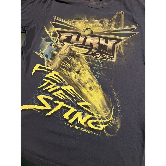 Carowinds Fury 325 Roller Coaster Feel The Sting T-Shirt LARGE Charlotte NC Ride - Picture 1 of 6